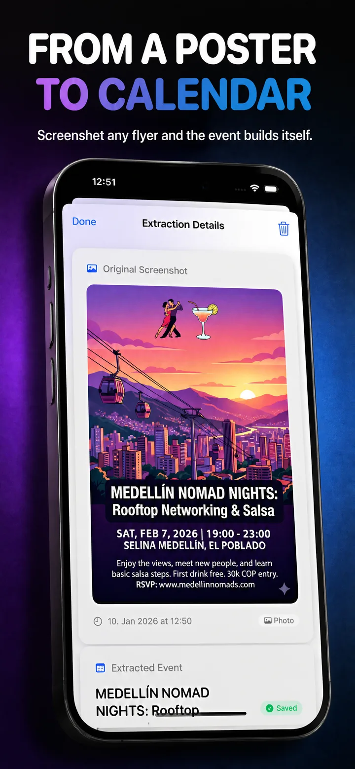 AI extracts event details from a screenshot